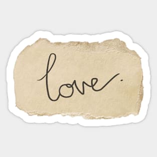 love written in vintage paper cut out Sticker